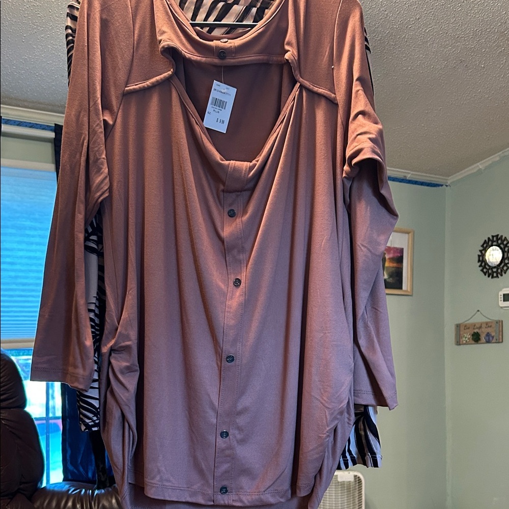 Women's Button-Down Blouse - Mauve